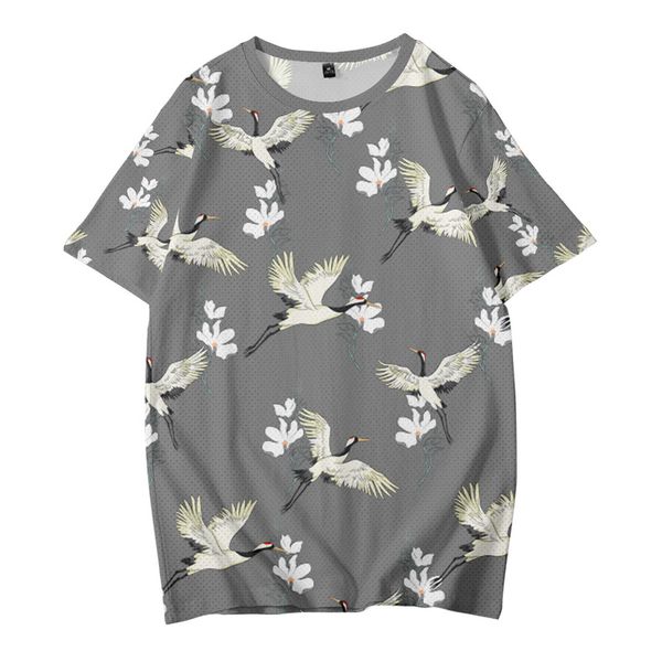 White crane printing fashion T-shirt summer loose short-sleeved T-shirt men's casual street style mesh sports T-shirt, White;black
White crane printing fashion T-shirt summer loose short-sleeved T-shirt men's casual street style mesh sports T-shirt, White;black