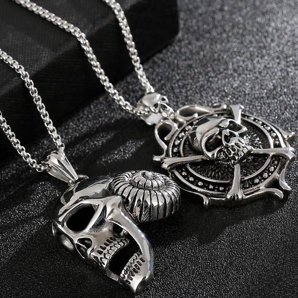 pendant necklaces masuline viking antique pirate skull hipster hip hop stainless steel long chain men's necklace male choker jewelry gi, Silver
pendant necklaces masuline viking antique pirate skull hipster hip hop stainless steel long chain men's necklace male choker jewelry gi, Silver