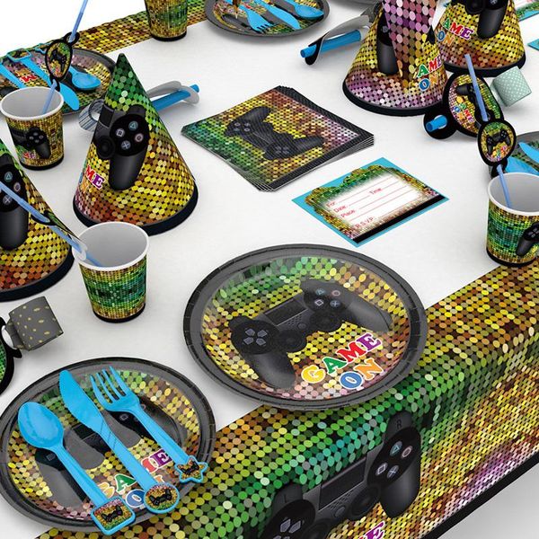 disposable dinnerware game players' party tableware cup plate napkin tablecloth for powder supplies decorations
disposable dinnerware game players' party tableware cup plate napkin tablecloth for powder supplies decorations