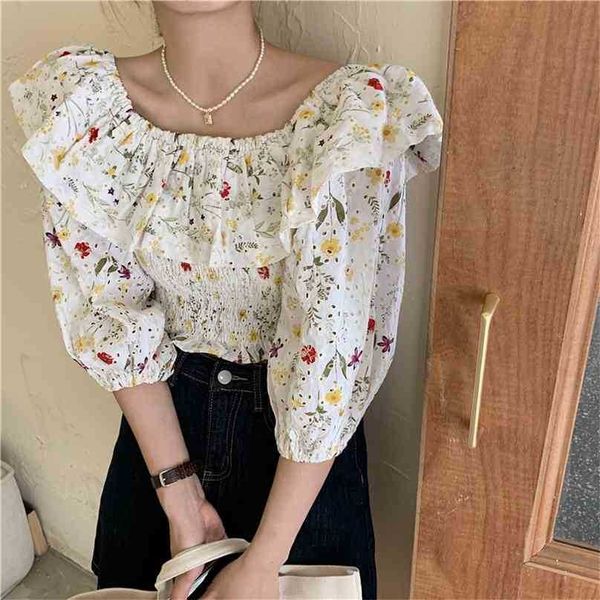 slash neck florals ruffles chic party elegance cotton blouses ol lady girls all match prom shirts 210525, White
slash neck florals ruffles chic party elegance cotton blouses ol lady girls all match prom shirts 210525, White