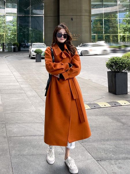 women's wool & blends korea double-sided cashmere coat high-end autumn and winter 2021 loose over knee woolen, Black
women's wool & blends korea double-sided cashmere coat high-end autumn and winter 2021 loose over knee woolen, Black