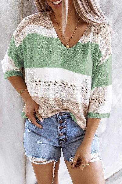 women's sweaters v-neck knitted wide striped patchwork loose half sleeve pullovers woman summer autumn fashion holiday clothes, White;black
women's sweaters v-neck knitted wide striped patchwork loose half sleeve pullovers woman summer autumn fashion holiday clothes, White;black