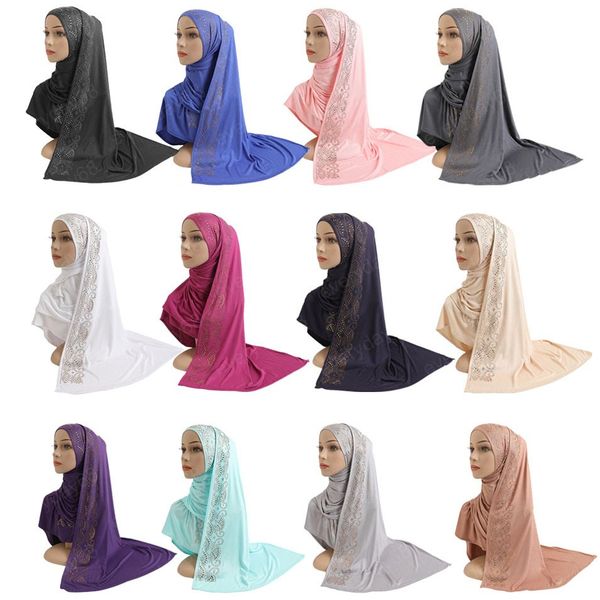 fashion cotton jersey hijab scarf long muslim shawl rhinestone plain soft turban head wraps for women africa headband 162x52cm, Blue;gray 
fashion cotton jersey hijab scarf long muslim shawl rhinestone plain soft turban head wraps for women africa headband 162x52cm, Blue;gray