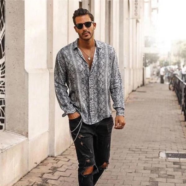 men's casual shirts men fashion snake print all-match long sleeve male button shirt blouse streetwear spring autumn 2021, White;black
men's casual shirts men fashion snake print all-match long sleeve male button shirt blouse streetwear spring autumn 2021, White;black