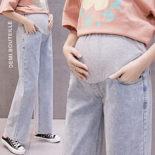 vintage denim maternity full long jeans cotton elastic waist belly pants for pregnant women chic loose wide leg pregnancy, White
vintage denim maternity full long jeans cotton elastic waist belly pants for pregnant women chic loose wide leg pregnancy, White