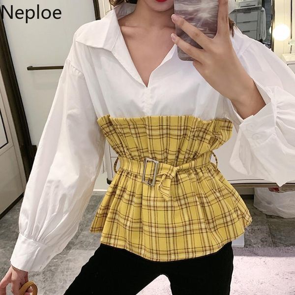 neploe 2019 autumn turn-down collar women shirt long sleeve sashes slim plaid pullover blouse new patchwork female blusas 564171, White
neploe 2019 autumn turn-down collar women shirt long sleeve sashes slim plaid pullover blouse new patchwork female blusas 564171, White