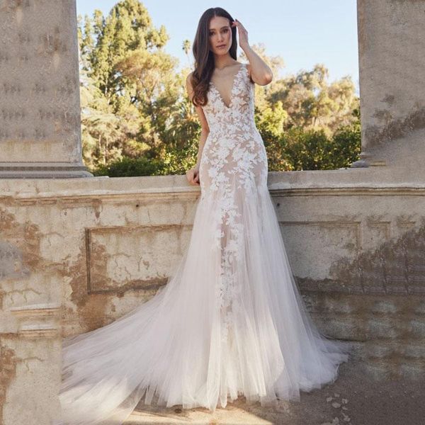 other wedding dresses eightree ivory mermaid deep v neck lace appliques backless beach boho gown bridal dress custom size, White
other wedding dresses eightree ivory mermaid deep v neck lace appliques backless beach boho gown bridal dress custom size, White