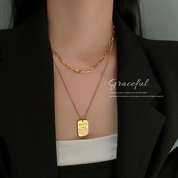 designer necklace luxury chain titanium steel letter double layer korean simple personality neck clavicle long brand net red temperament des, Silver
designer necklace luxury chain titanium steel letter double layer korean simple personality neck clavicle long brand net red temperament des, Silver