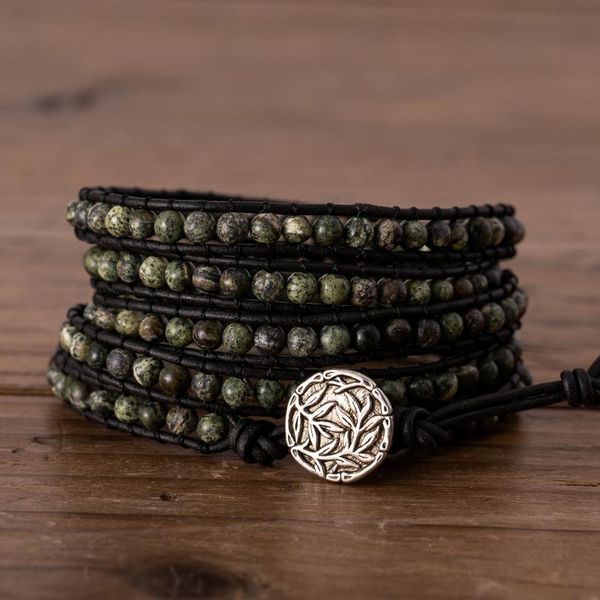 tennis green zebra stone beaded leather bracelet natural boho for friend gift premium, Golden;silver
tennis green zebra stone beaded leather bracelet natural boho for friend gift premium, Golden;silver
