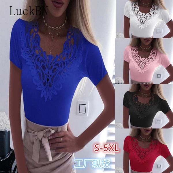 women's t-shirt summer 2021 fashion slim lace v-neck short sleeve solid women casual t shirts plus size 5xl female tees, White
women's t-shirt summer 2021 fashion slim lace v-neck short sleeve solid women casual t shirts plus size 5xl female tees, White