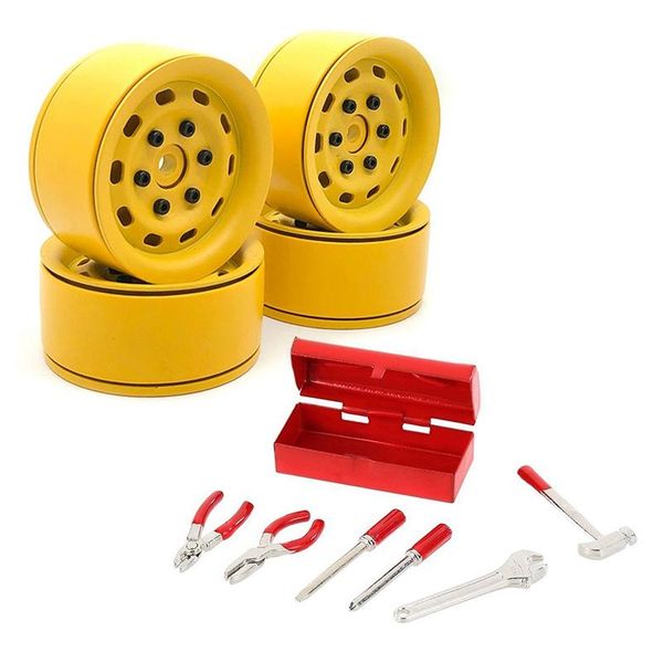 2 set rc car part: 1 set metal 1.9 inch wheel rim yellow & 1 toolbox with tools red
2 set rc car part: 1 set metal 1.9 inch wheel rim yellow & 1 toolbox with tools red