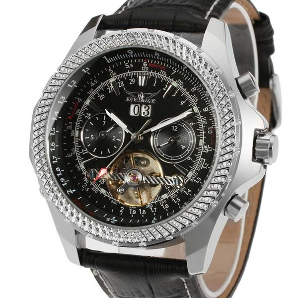 wristwatches jaragar luxury tourbillon design automatic mechanical watch men fashion genuine leather band dress reloj auto date male clock, Slivery;brown
wristwatches jaragar luxury tourbillon design automatic mechanical watch men fashion genuine leather band dress reloj auto date male clock, Slivery;brown