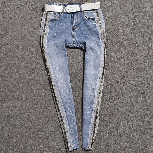 women's jeans heavy work beading fashion pencil women spring autumn high waist skinny feet plus size, Blue
women's jeans heavy work beading fashion pencil women spring autumn high waist skinny feet plus size, Blue