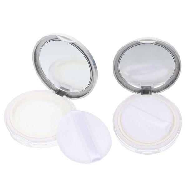 storage bottles & jars 2pcs portable thin loose powder holder with mirror empty box