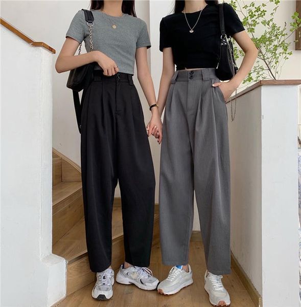 all match summer bf style women pant minimalist ankle length trousers wide leg chic leisure female, Black;white
all match summer bf style women pant minimalist ankle length trousers wide leg chic leisure female, Black;white