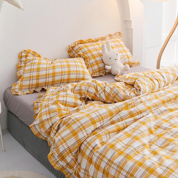 bedding sets luxurynordic style set simple plaid duvet cover 4pcs of pure cotton korean double lotus leaf lace
bedding sets luxurynordic style set simple plaid duvet cover 4pcs of pure cotton korean double lotus leaf lace