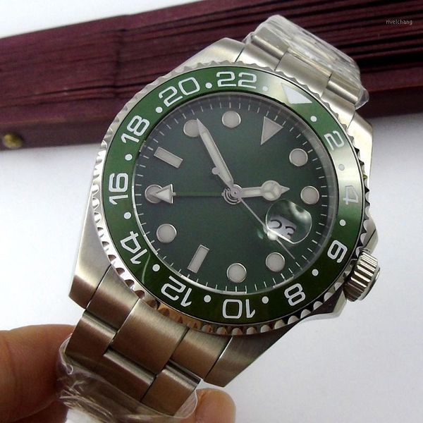 wristwatches 40mm automatic mens watch steel ceramic bezel deployment green dial gmt oyster strap sapphire glass screwdown crown, Slivery;brown
wristwatches 40mm automatic mens watch steel ceramic bezel deployment green dial gmt oyster strap sapphire glass screwdown crown, Slivery;brown