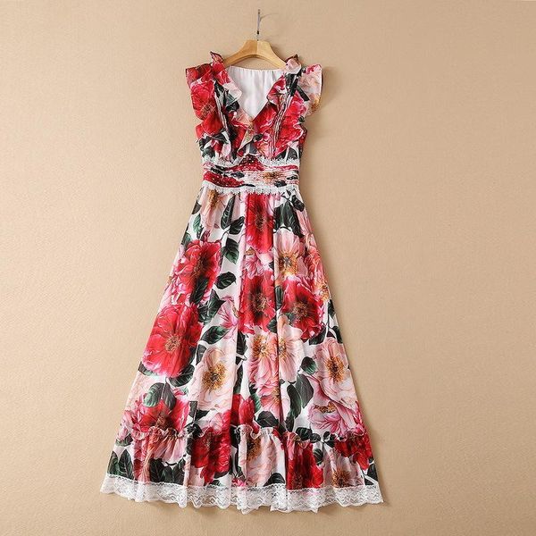 casual dresses european and american women's clothing spring 2021 sleeveless ruffled v-neck fashion floral print pleated dress, Black;gray
casual dresses european and american women's clothing spring 2021 sleeveless ruffled v-neck fashion floral print pleated dress, Black;gray