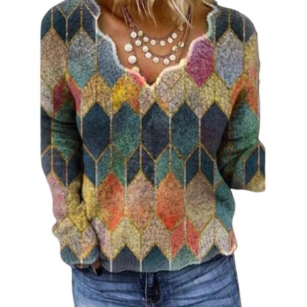 women's blouses & shirts retro wave v neck printed blouse women casual cashmere long sleeve pullover fashion patchwork shirt blusa str, White 
women's blouses & shirts retro wave v neck printed blouse women casual cashmere long sleeve pullover fashion patchwork shirt blusa str, White