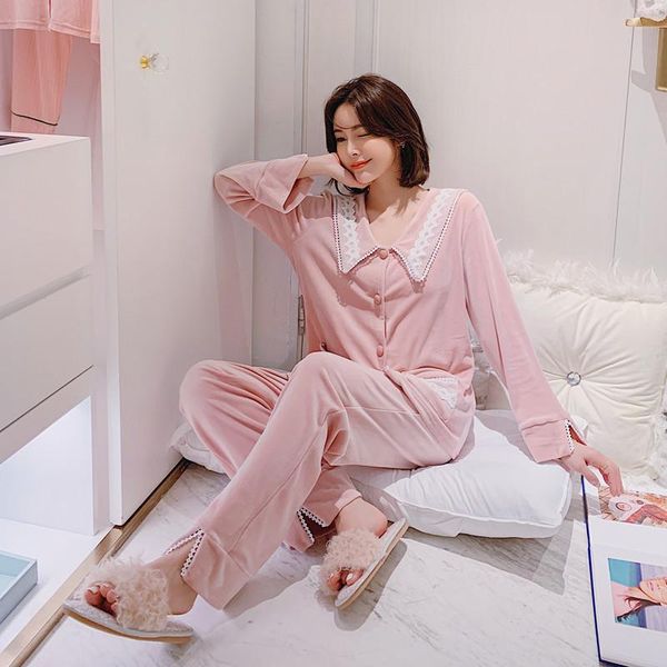 women's two piece pants quality women autumn and winter baby collar long sleeve cardigan set korean thickened warm household clothes ca, White
women's two piece pants quality women autumn and winter baby collar long sleeve cardigan set korean thickened warm household clothes ca, White