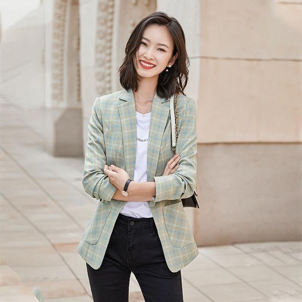 women's suits & blazers autumn and winter 2021 plaid casual suit long sleeve green coat korean temperament commuter fashion, White;black
women's suits & blazers autumn and winter 2021 plaid casual suit long sleeve green coat korean temperament commuter fashion, White;black