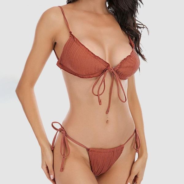 women's swimwear summer women swimsuit spaghetti strap bandage two piece solid padded wireless backless triangular bikini, White;black
women's swimwear summer women swimsuit spaghetti strap bandage two piece solid padded wireless backless triangular bikini, White;black