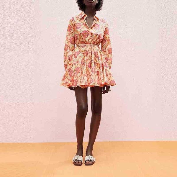 fashion mini floral long sleeve dress a-line ruffles sash turn down collar street wear dresses 210525, Black;gray
fashion mini floral long sleeve dress a-line ruffles sash turn down collar street wear dresses 210525, Black;gray