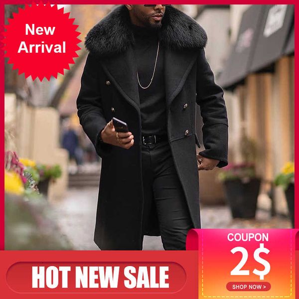 winter men fur long woolen coat straight lapel button pocket solid black fashion oversize 4xl office casual warm outwear, Black;brown
winter men fur long woolen coat straight lapel button pocket solid black fashion oversize 4xl office casual warm outwear, Black;brown