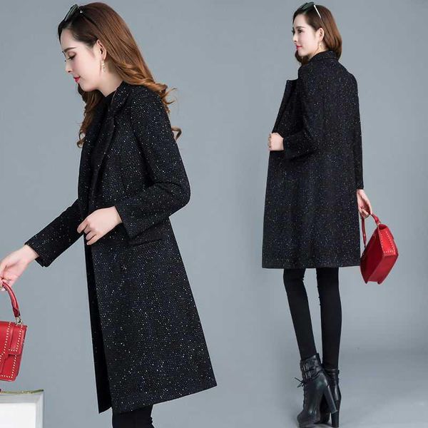 women's wool & blends fashion women woolen jacket autumn winter 2021 slim middle aged pocket mid long thick warm coat female outwear r1, Black
women's wool & blends fashion women woolen jacket autumn winter 2021 slim middle aged pocket mid long thick warm coat female outwear r1, Black