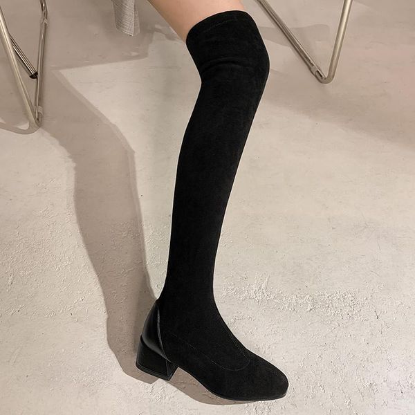 boots 2021 women over the knee autumn winter square toe shoes stretch flock pu heel long size 34-43, Black
boots 2021 women over the knee autumn winter square toe shoes stretch flock pu heel long size 34-43, Black