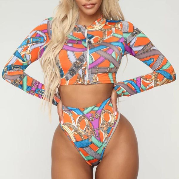 women's swimwear summer bikinis print long sleeve zip beachwear bikini mujer ropa, White;black
women's swimwear summer bikinis print long sleeve zip beachwear bikini mujer ropa, White;black