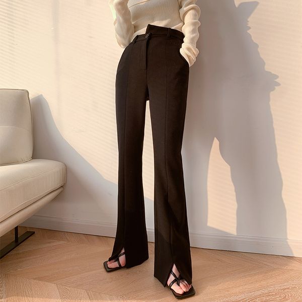 fashion flare pants women streetwear irregular waist trousers lady loose split black bell bottom long pant, Black;white 
fashion flare pants women streetwear irregular waist trousers lady loose split black bell bottom long pant, Black;white