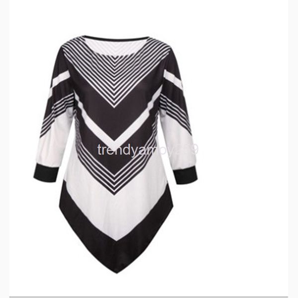 women's t-shirt irregular hem stitching printed 9-sleeve t-shirt women's wear, White
women's t-shirt irregular hem stitching printed 9-sleeve t-shirt women's wear, White