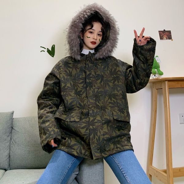 winter parka women padded long loose outwear hooded fur collar thick warm jackets maple leaves snow coat oversize streetwear, Black;brown
winter parka women padded long loose outwear hooded fur collar thick warm jackets maple leaves snow coat oversize streetwear, Black;brown