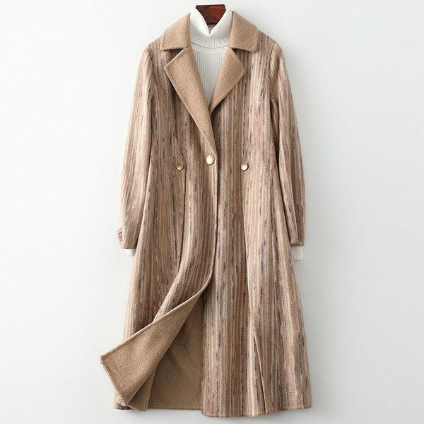 women's wool & blends women 's woolen coat 2021 spring and autumn youth long casual cardigan, Black 
women's wool & blends women 's woolen coat 2021 spring and autumn youth long casual cardigan, Black