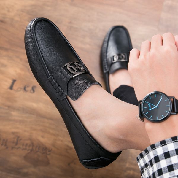 korean autumn breathable leather pea men's versatile one foot lazy fashion casual shoes light, Black
korean autumn breathable leather pea men's versatile one foot lazy fashion casual shoes light, Black