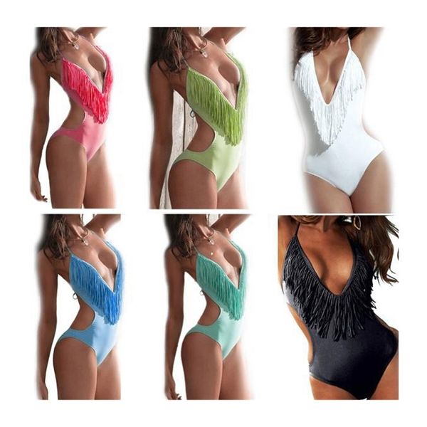 women's fringe monokini swimwear fringe deep v-neck chest opening halter one-piece swimsuit bathing suit beachwear
women's fringe monokini swimwear fringe deep v-neck chest opening halter one-piece swimsuit bathing suit beachwear