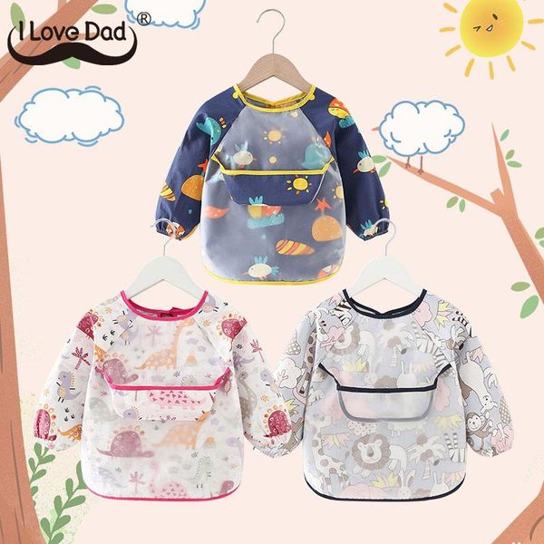 hair accessories cute baby bibs cartoon printed waterproof drawing children apron long sleeve kids girl boy feeding stuff, Slivery;white 
hair accessories cute baby bibs cartoon printed waterproof drawing children apron long sleeve kids girl boy feeding stuff, Slivery;white