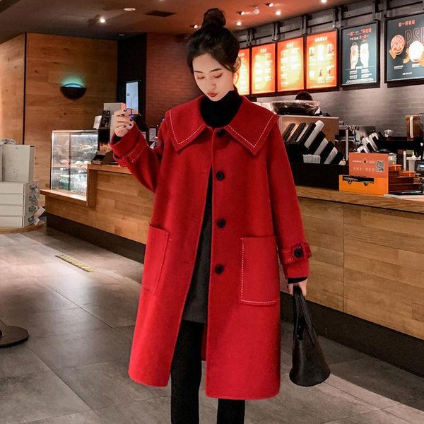 women's wool & blends women 2021 autumn winter double-faced cashmere long coat female elegant turn down collar warm woolen coats casaco, Black
women's wool & blends women 2021 autumn winter double-faced cashmere long coat female elegant turn down collar warm woolen coats casaco, Black