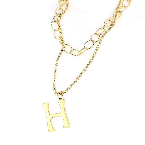 pendant necklaces 18 k stainless steel necklace women jewelry trendy letter h layered chain choker accessories, Silver
pendant necklaces 18 k stainless steel necklace women jewelry trendy letter h layered chain choker accessories, Silver