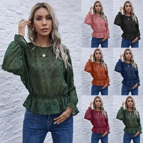women's blouses & shirts 2021 fashion loose round neck perspective embroidered shirt, White
women's blouses & shirts 2021 fashion loose round neck perspective embroidered shirt, White