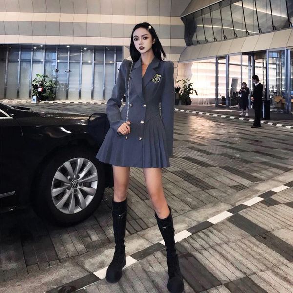 casual dresses college style suit dress women's 2021 spring and autumn waist closing thin group pleated short, Black;gray
casual dresses college style suit dress women's 2021 spring and autumn waist closing thin group pleated short, Black;gray