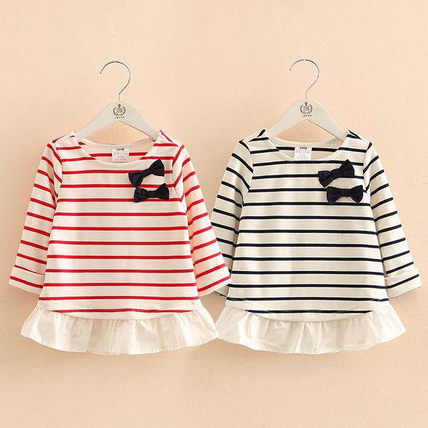children bowknot new arrival spring autumn 2-10 year kids clothes strip patchwork long sleeve o-neck t shirt baby girl 210302, Blue 
children bowknot new arrival spring autumn 2-10 year kids clothes strip patchwork long sleeve o-neck t shirt baby girl 210302, Blue