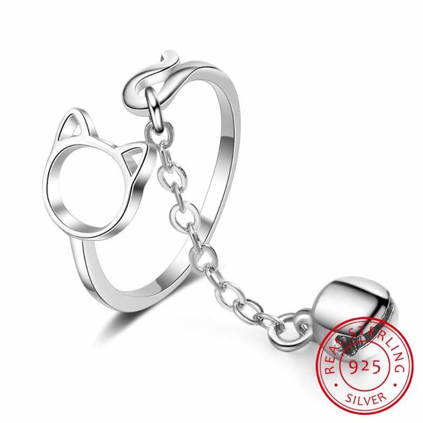 cluster rings 100% 925 sterling silver cartoon cat bell open for women creative cute style girl fine jewelry gift, Golden;silver
cluster rings 100% 925 sterling silver cartoon cat bell open for women creative cute style girl fine jewelry gift, Golden;silver
