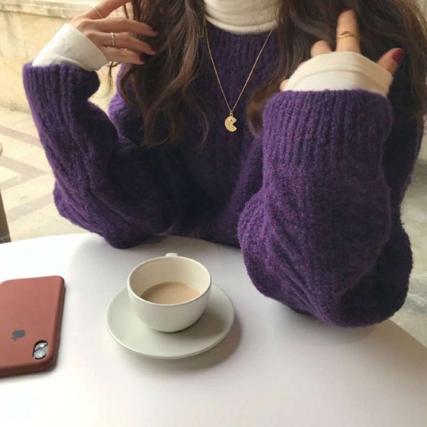 fashion lazy korean loose women's purple version twist sweater pullover wear thickened knitting autumn winter 2021 new style luxury, White;black
fashion lazy korean loose women's purple version twist sweater pullover wear thickened knitting autumn winter 2021 new style luxury, White;black