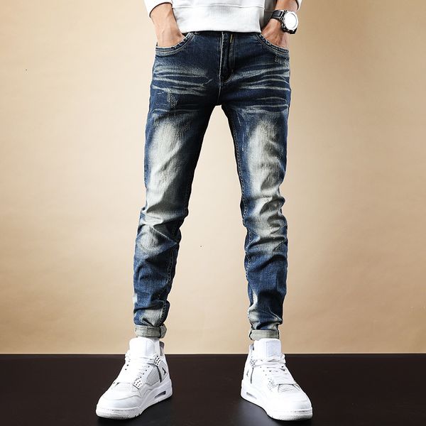 2021 new italian style fashion men jeans slim fit elastic casual denim ripped pencil pants retro vintage designer cotton long trousers 8yz4, Blue
2021 new italian style fashion men jeans slim fit elastic casual denim ripped pencil pants retro vintage designer cotton long trousers 8yz4, Blue