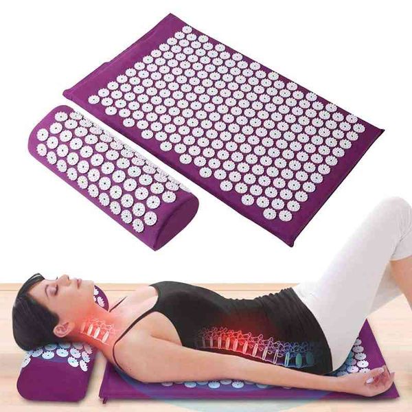 

lotus nail acupoint massage yoga fitness relieve stress back pain home acupuncture set exercise mat meditation cushion