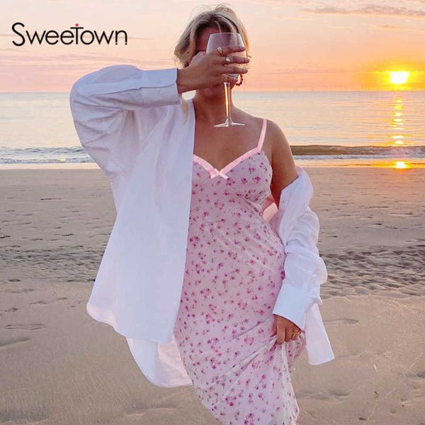sweetown pink flower print long boho dress y2k off shoulder v-neck lace trim women bodycon party club beach dresses summer, Black;gray
sweetown pink flower print long boho dress y2k off shoulder v-neck lace trim women bodycon party club beach dresses summer, Black;gray