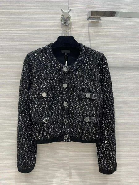 milan runway jackets 2021 autumn winter o neck long sleeve sequins women's designer coats brand same style outerwear 1019-10, Black;brown