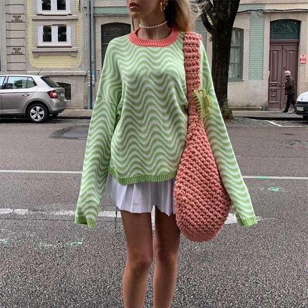 women's sweaters knitted pullover sweater women casual o neck loose winter y2k fashion green striped oversized outwear, White;black
women's sweaters knitted pullover sweater women casual o neck loose winter y2k fashion green striped oversized outwear, White;black